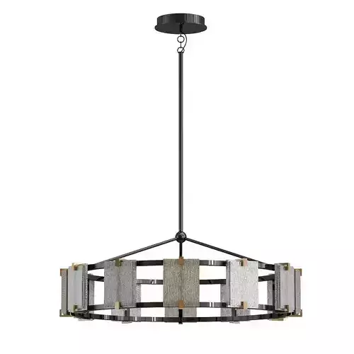 crown circular chandelier with metal and glass shades