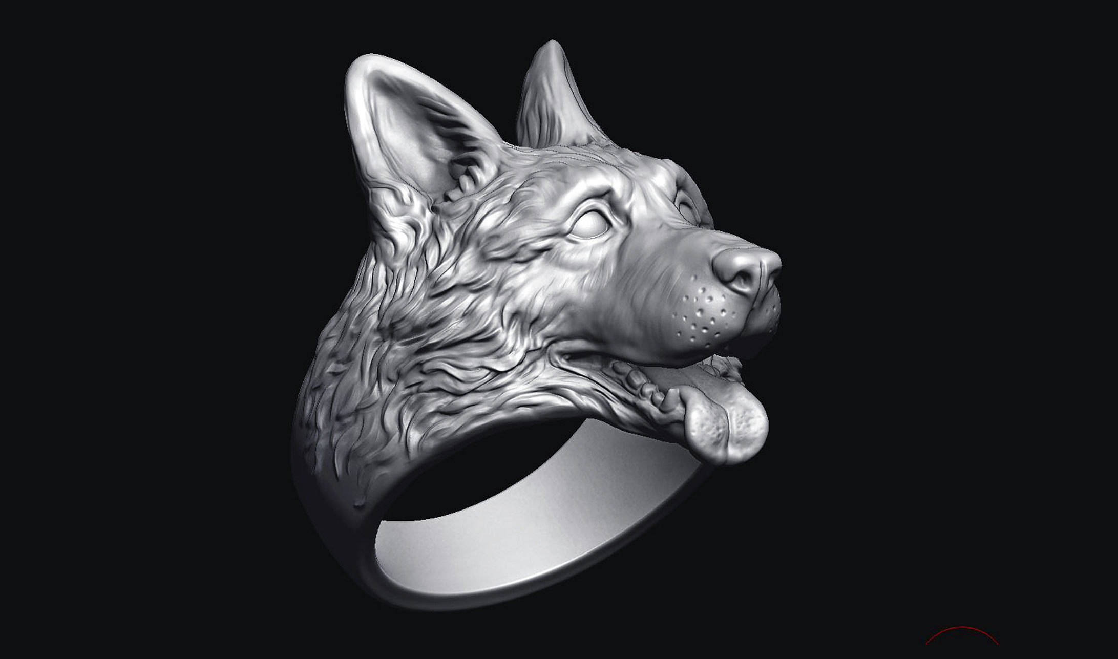 German Shepherd Dog Ring 3D print model_12
