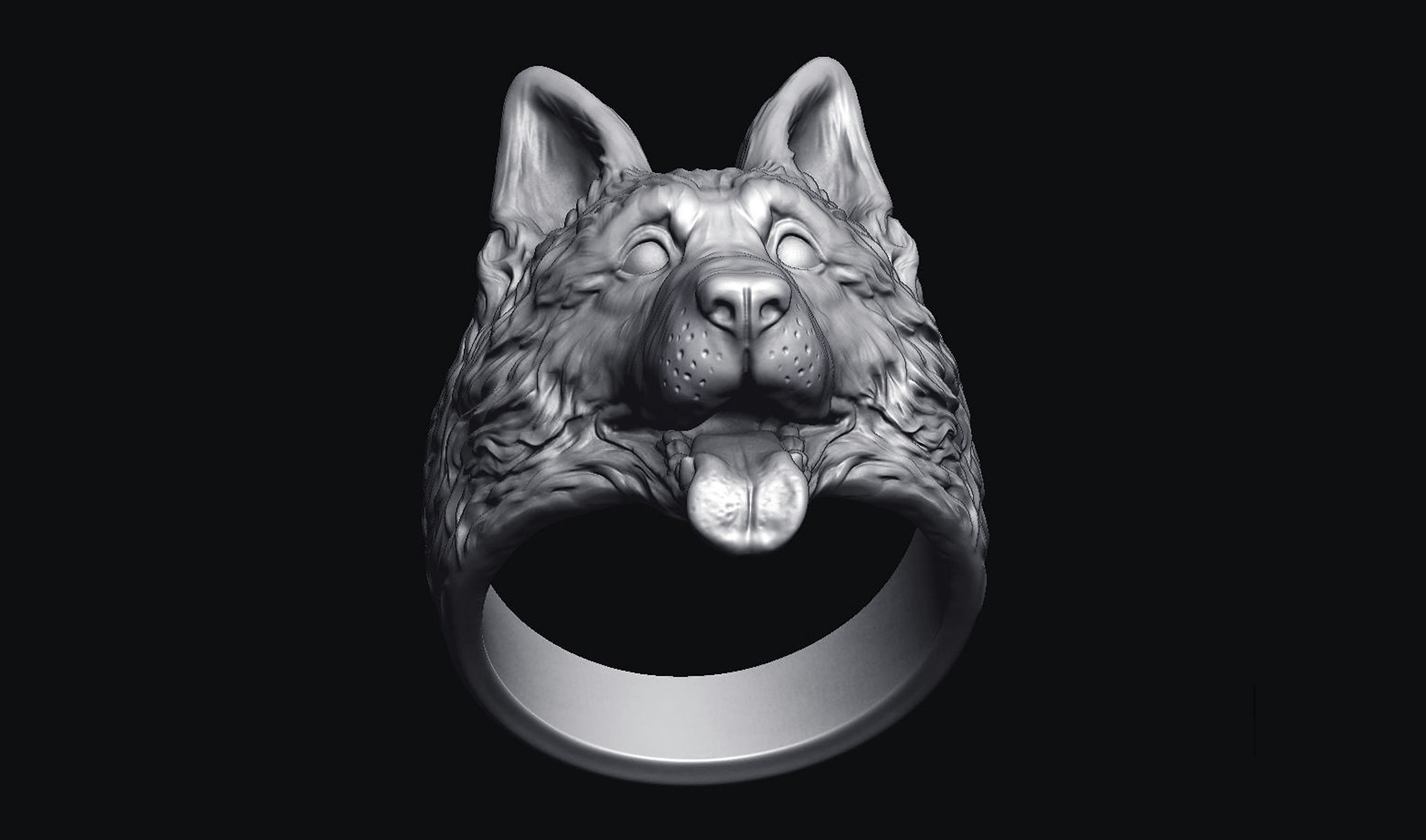 German Shepherd Dog Ring 3D print model_13