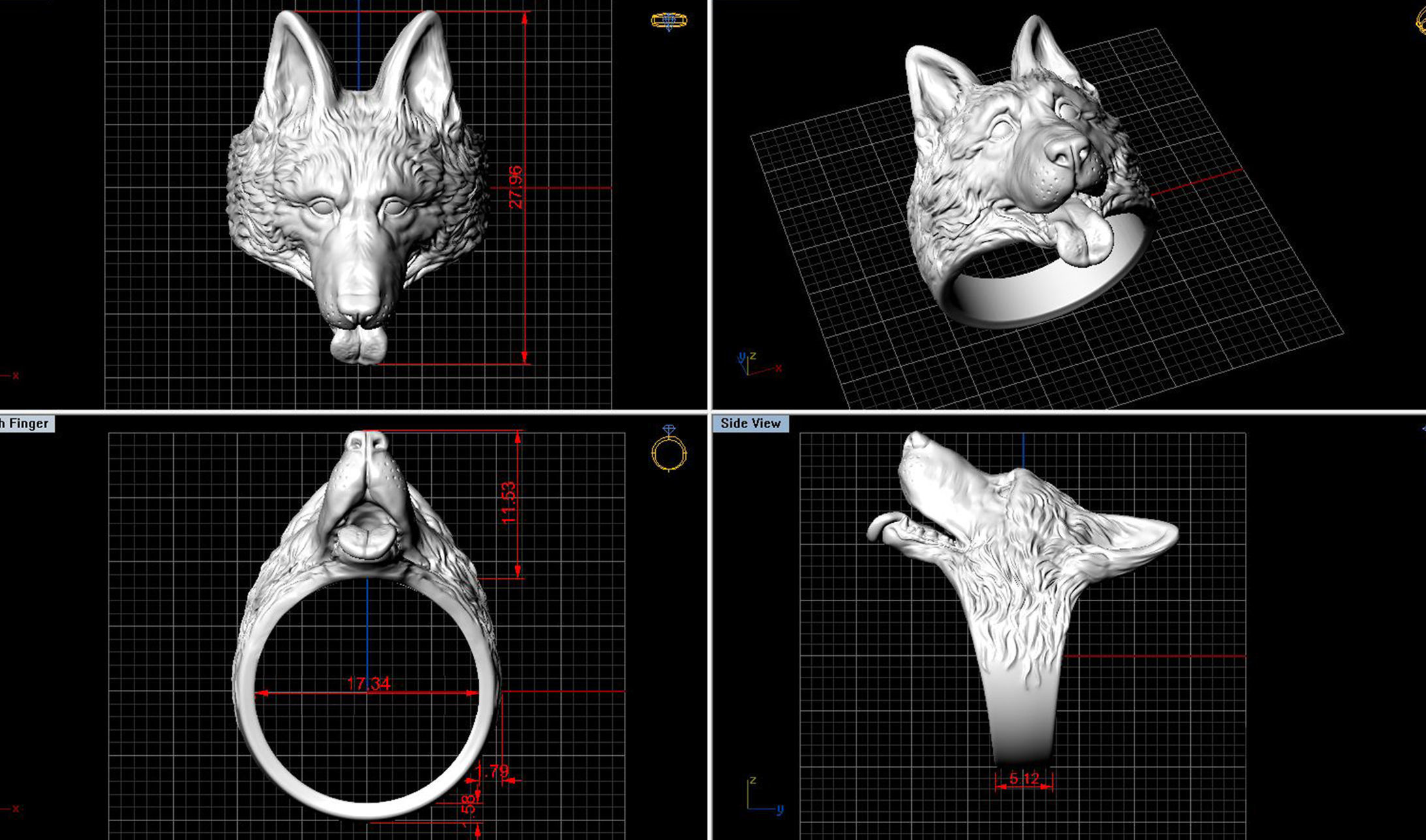 German Shepherd Dog Ring 3D print model_15
