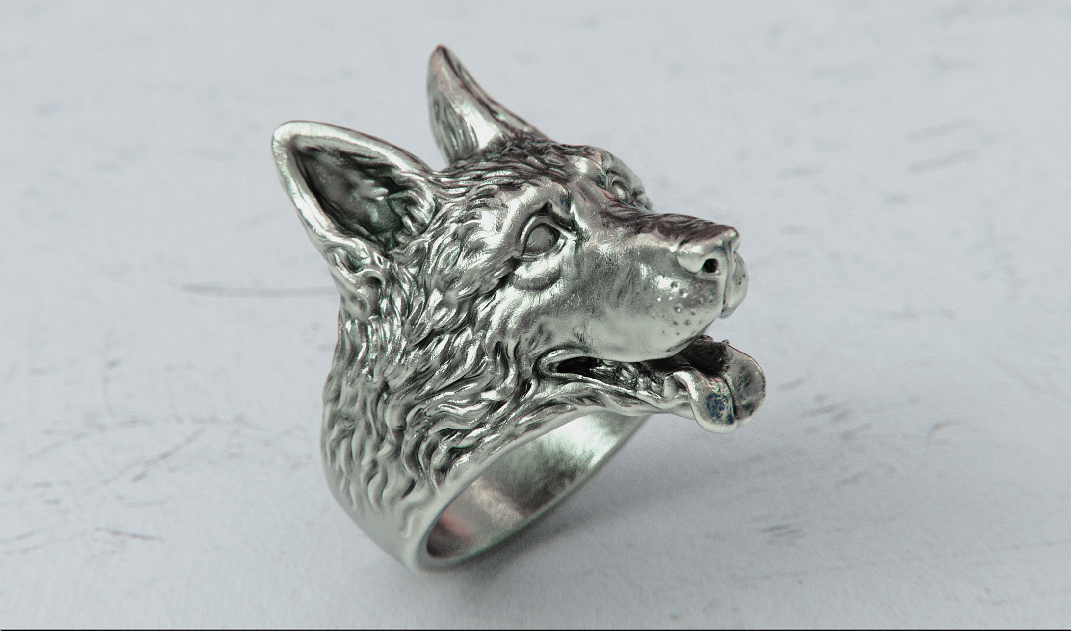 German Shepherd Dog Ring 3D print model_1