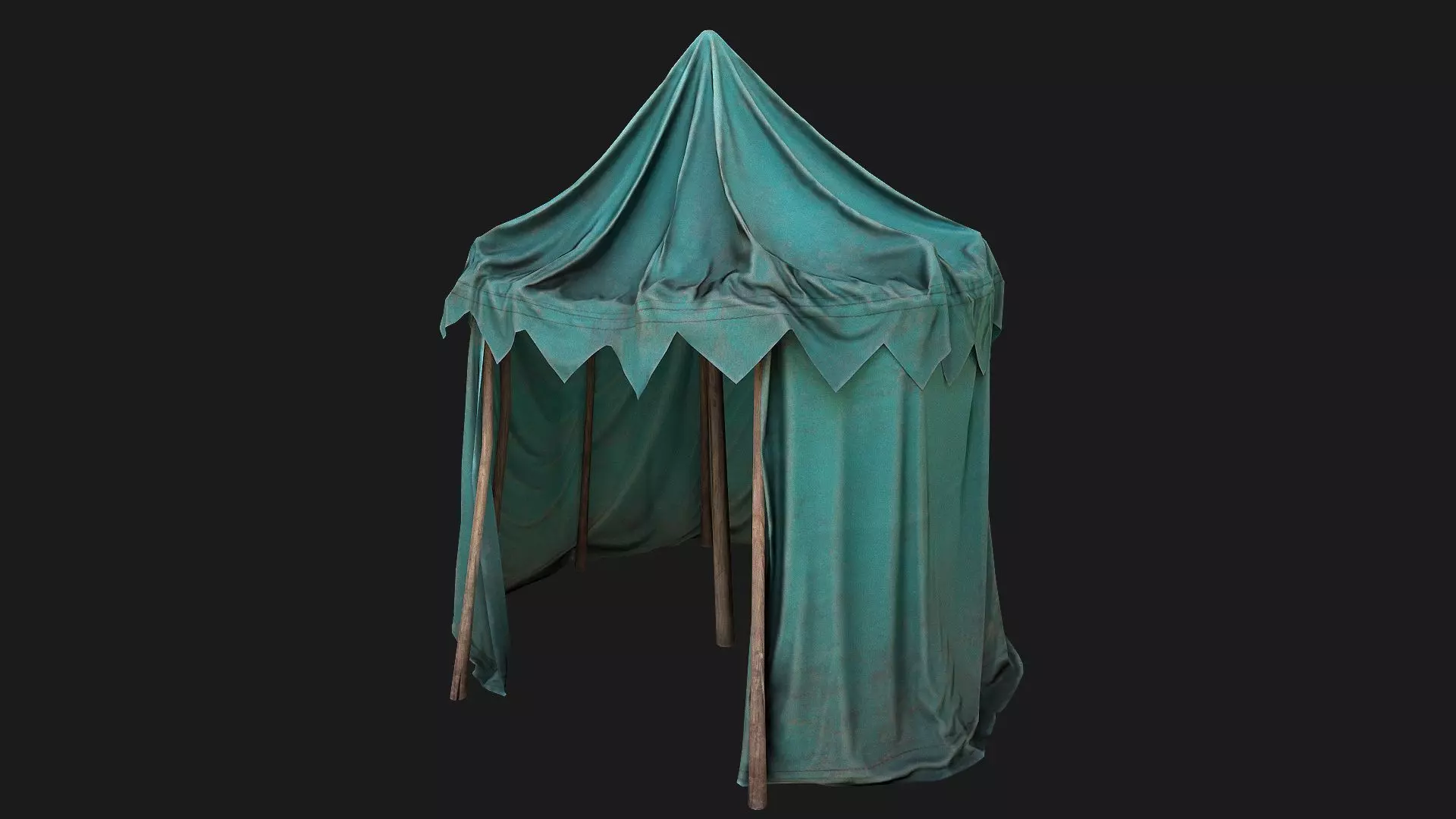 Cylindrical Tent Market Stalls Merchant Bazaar Low-poly 3D model