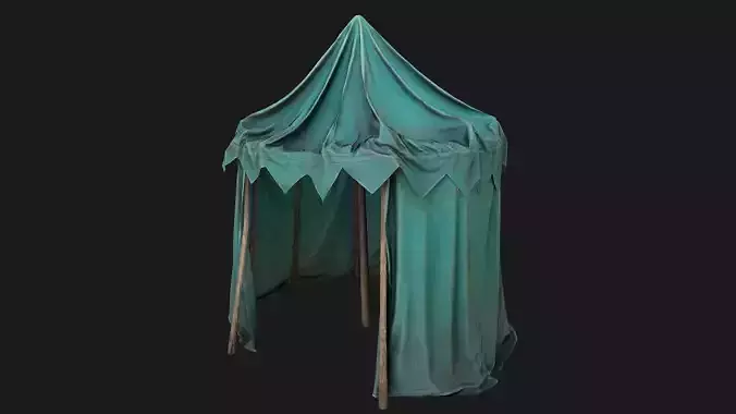 Cylindrical Tent Market Stalls   Low-poly 3D model