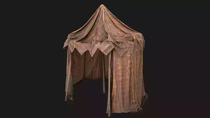 Cylindrical East Tent Market Stalls Low-poly 3D model