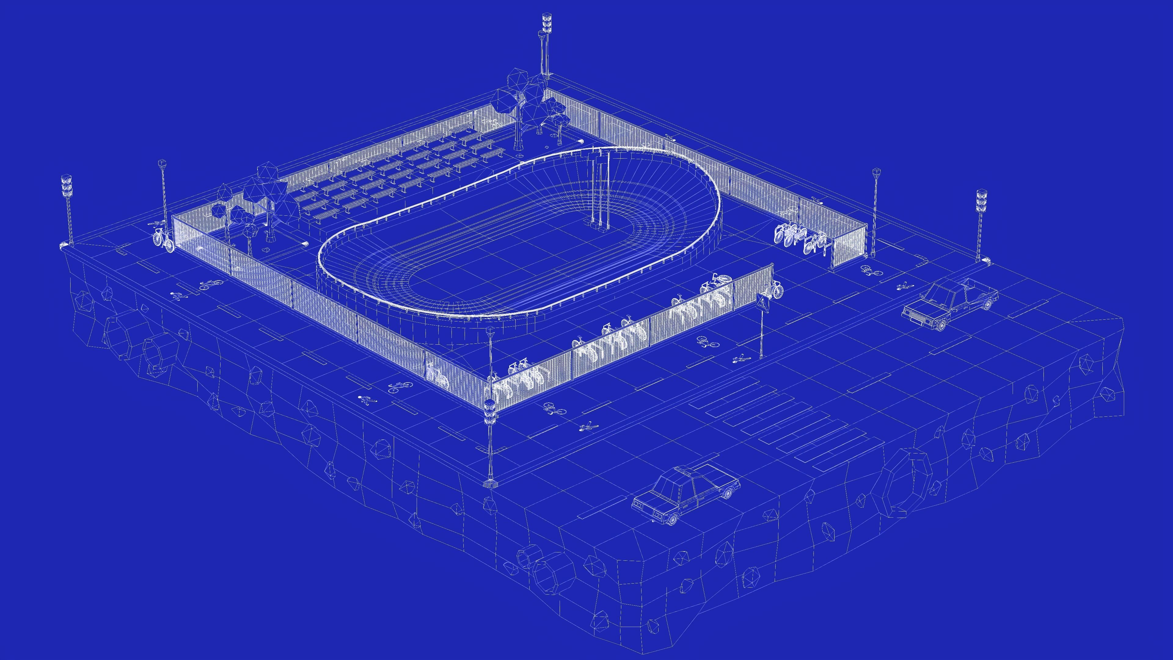 Velodrome Cycling Track Low Poly 3D Model Low-poly 3D model_10