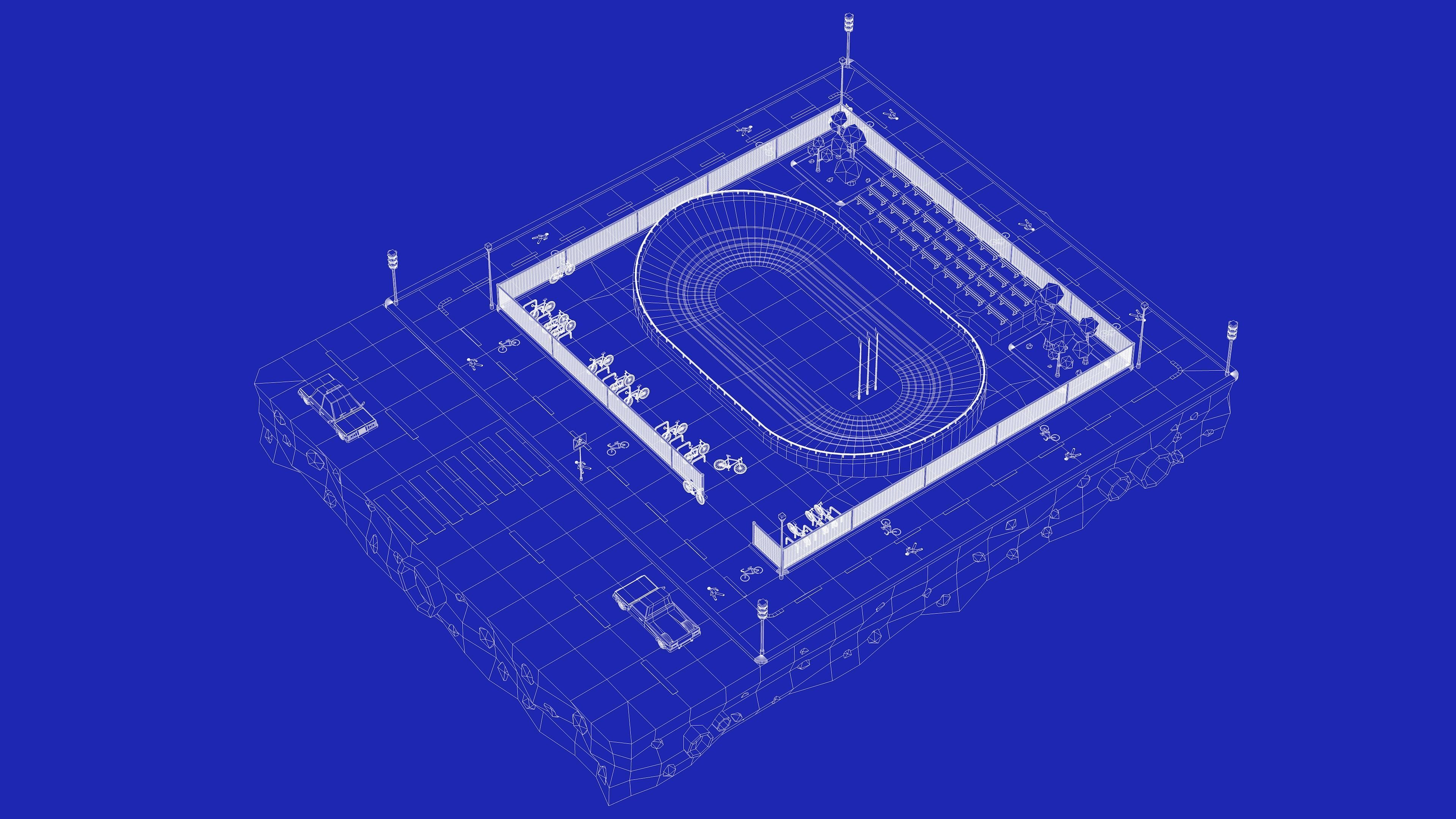 Velodrome Cycling Track Low Poly 3D Model Low-poly 3D model_11