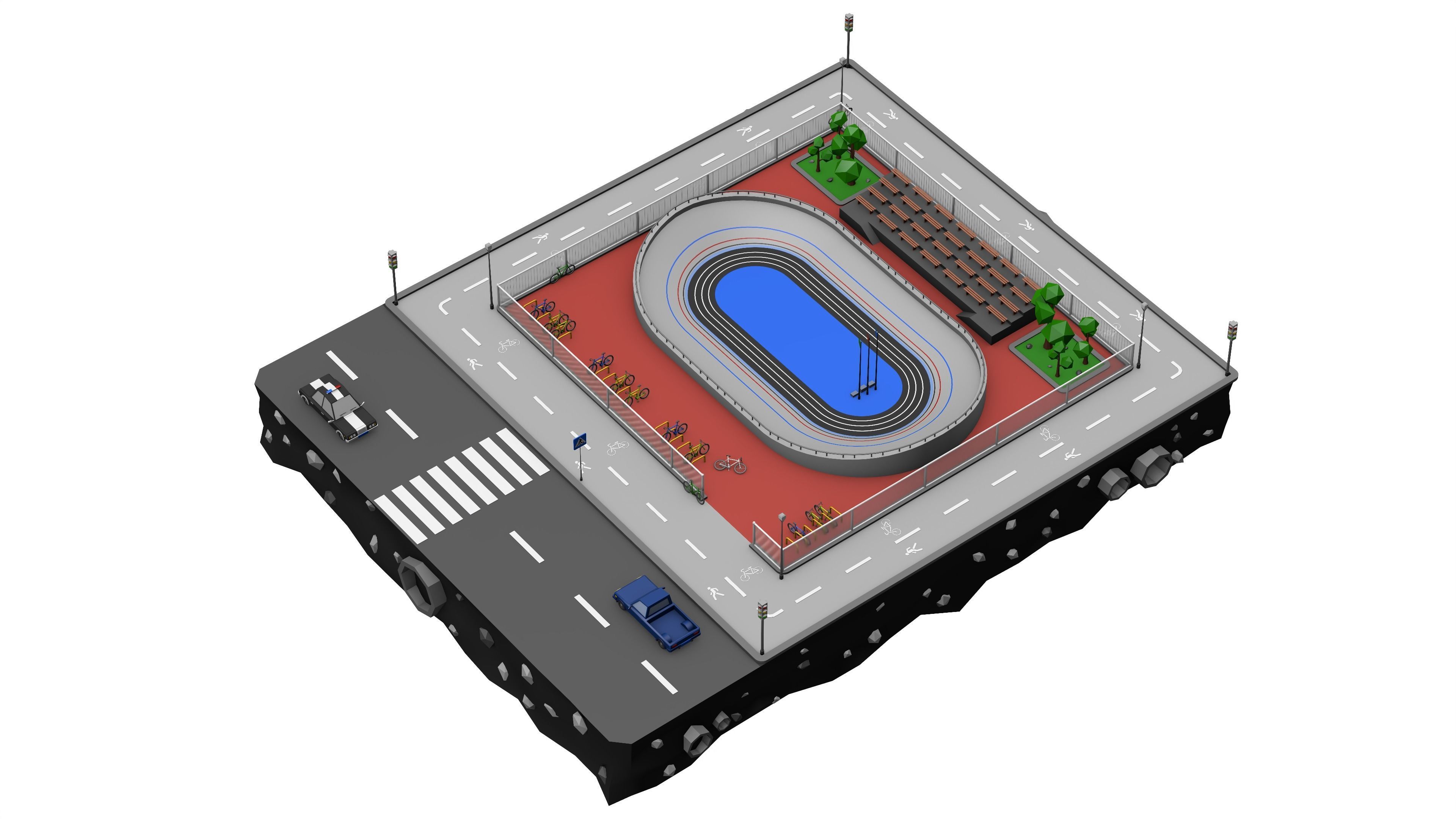Velodrome Cycling Track Low Poly 3D Model Low-poly 3D model_3