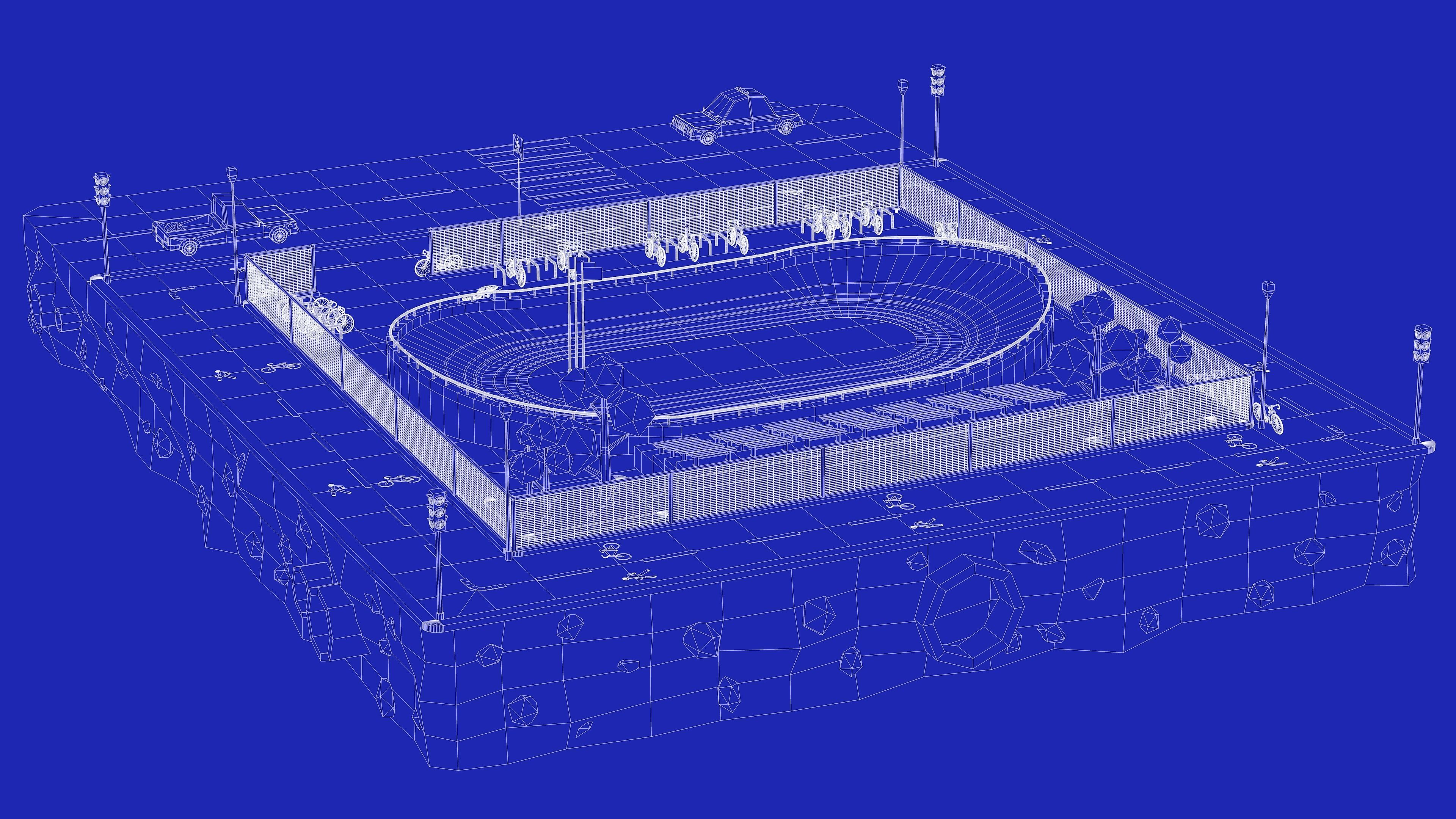 Velodrome Cycling Track Low Poly 3D Model Low-poly 3D model_12