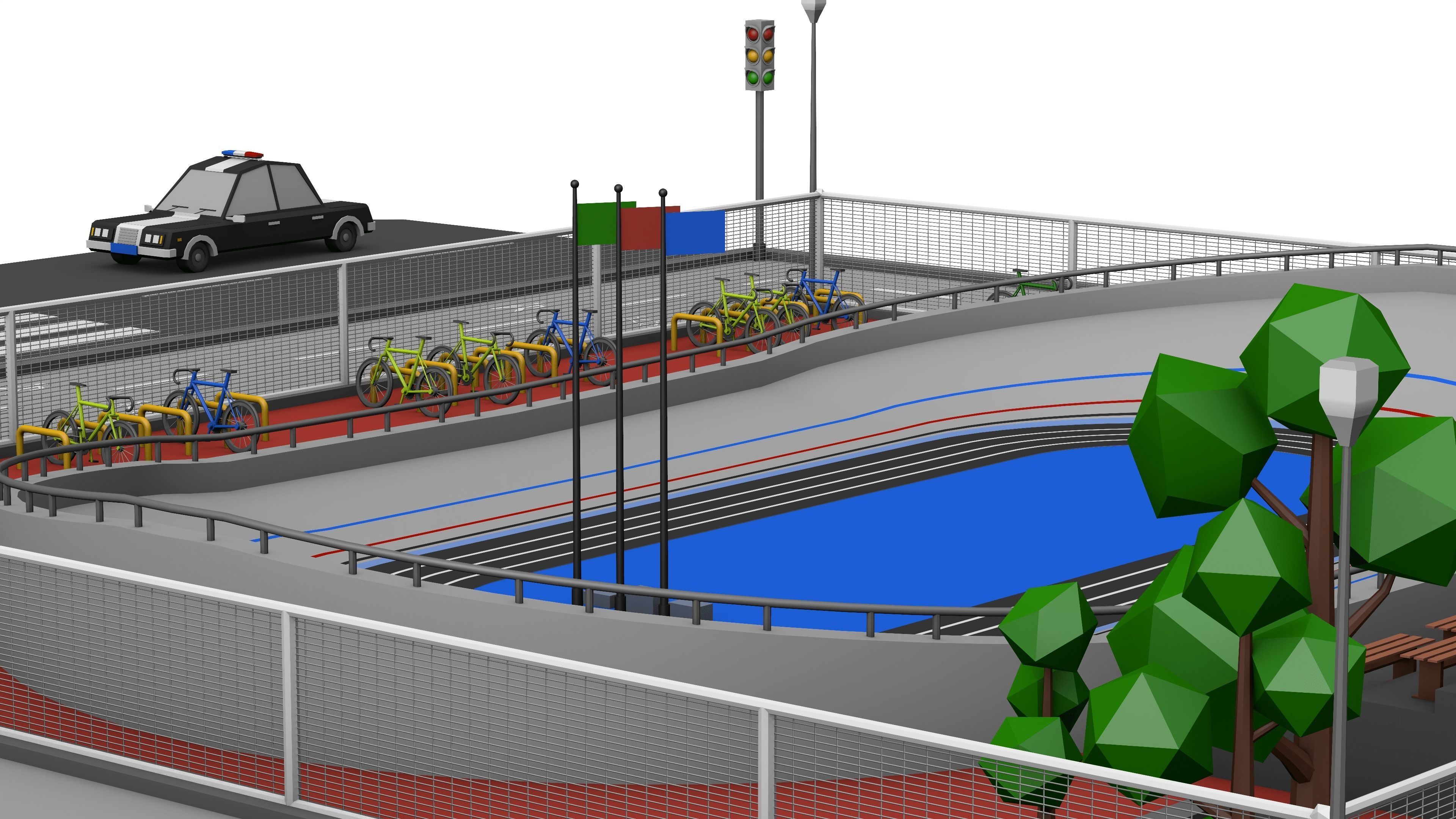Velodrome Cycling Track Low Poly 3D Model Low-poly 3D model_7