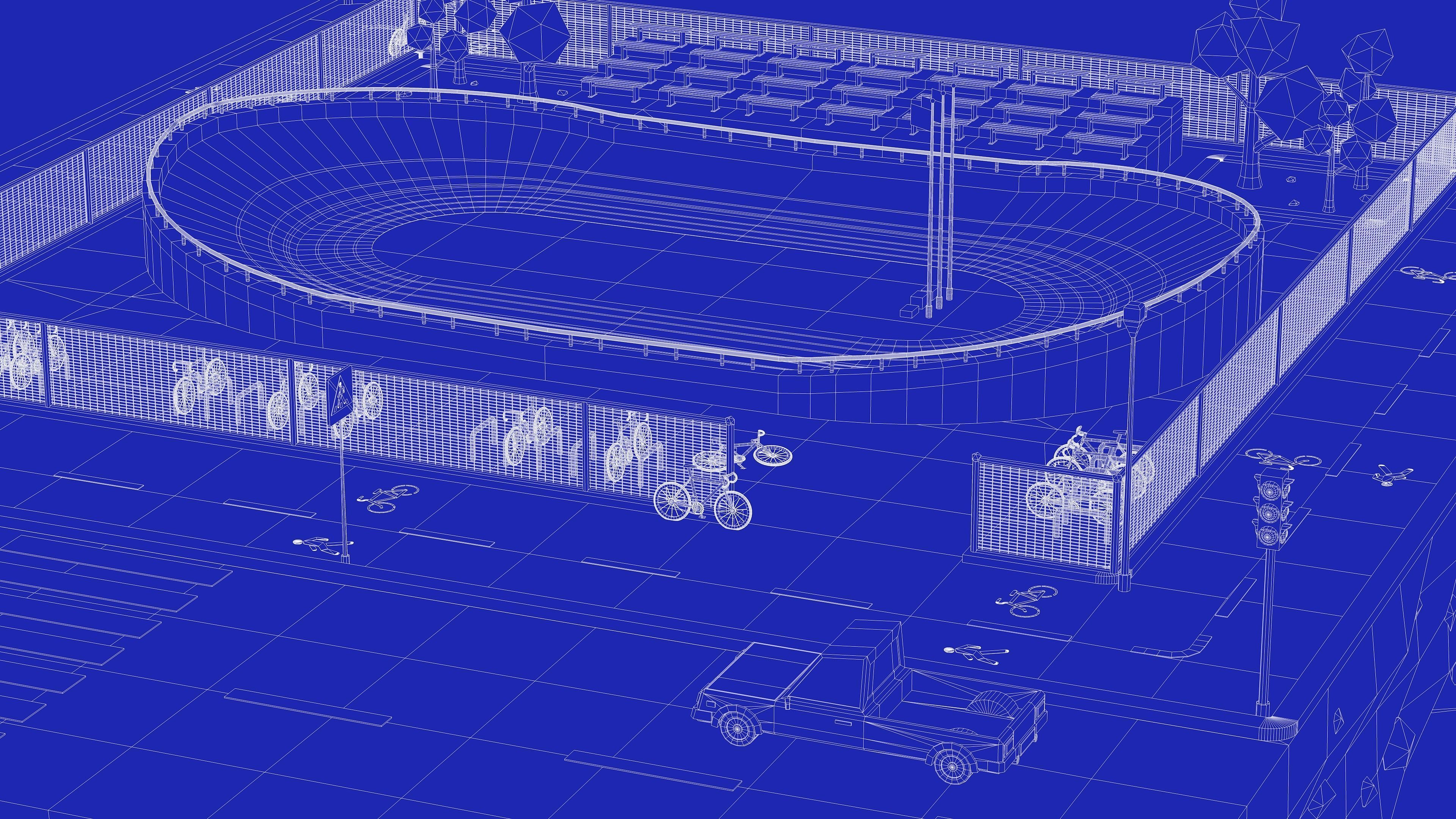 Velodrome Cycling Track Low Poly 3D Model Low-poly 3D model_14