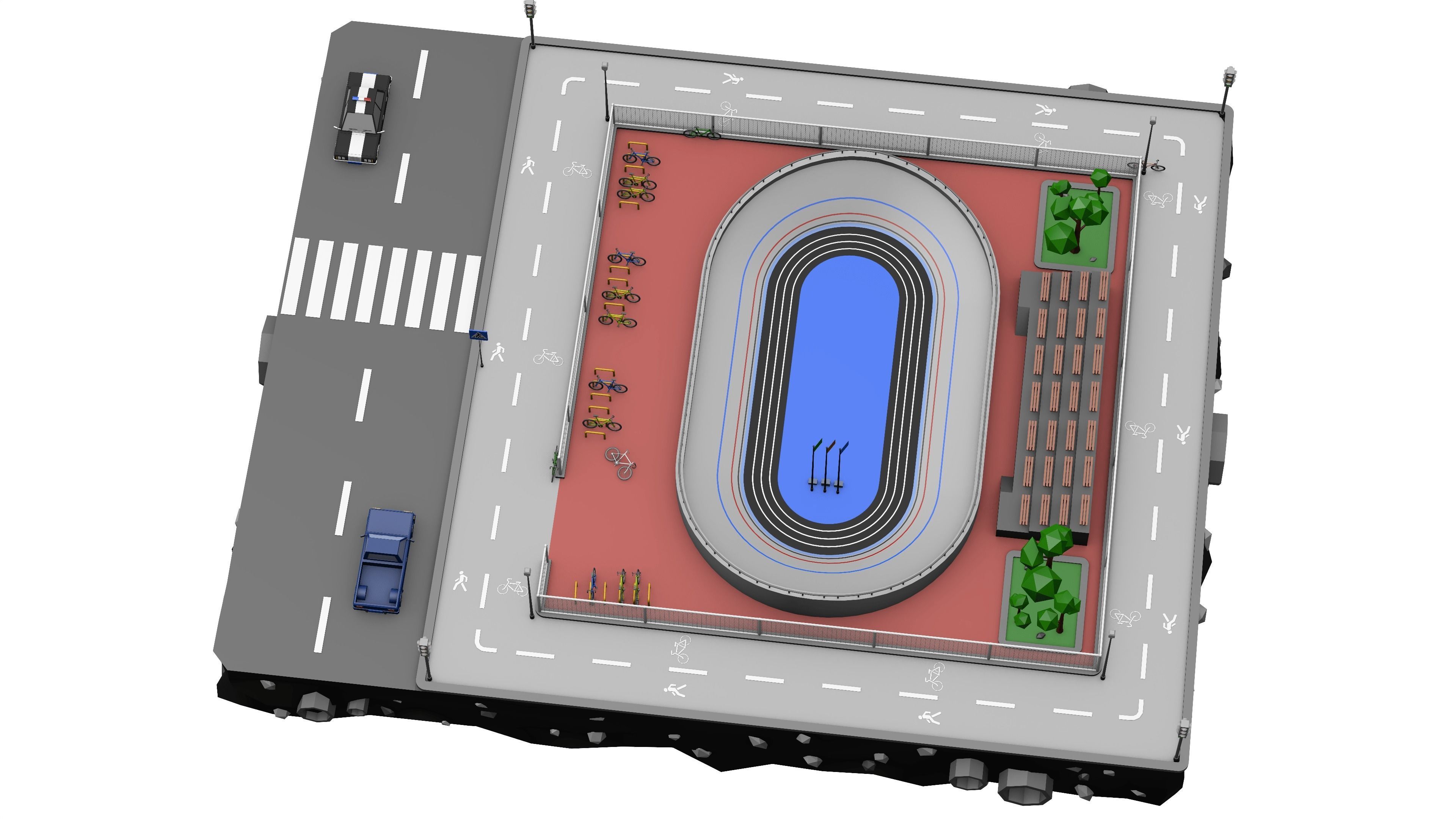 Velodrome Cycling Track Low Poly 3D Model Low-poly 3D model_5