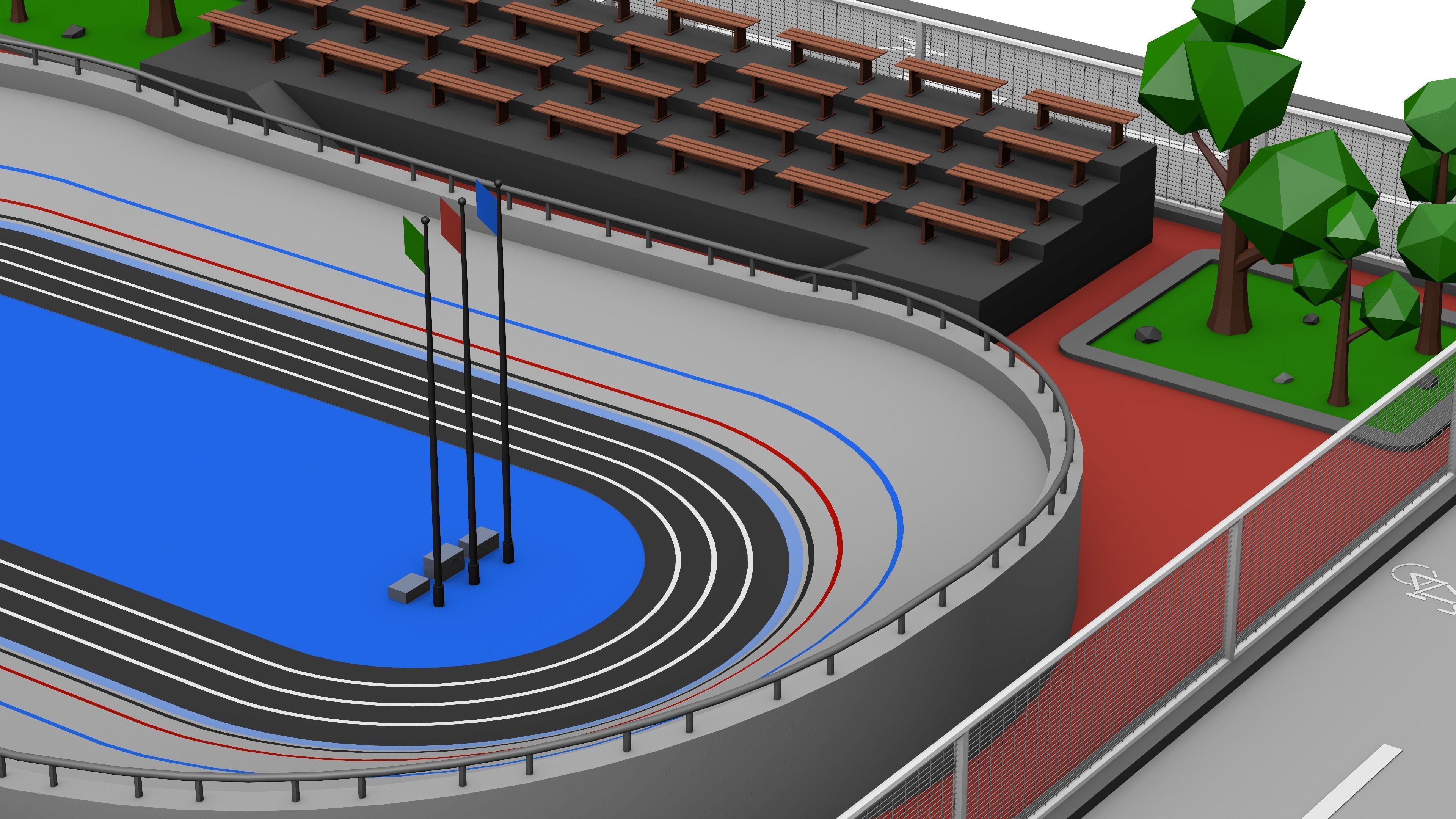 Velodrome Cycling Track Low Poly 3D Model Low-poly 3D model_9