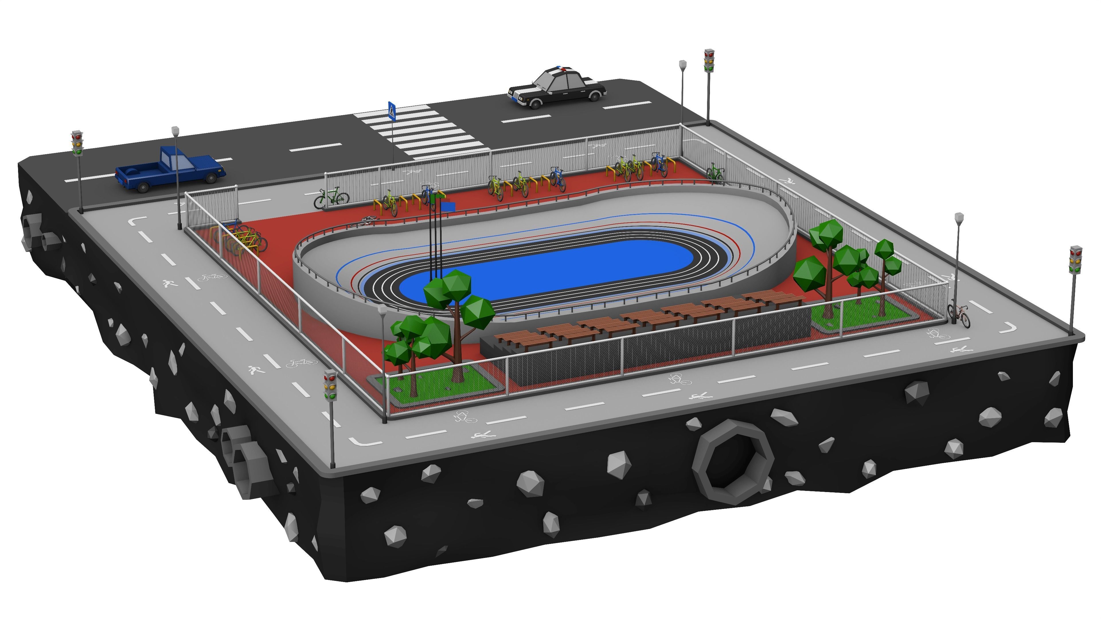 Velodrome Cycling Track Low Poly 3D Model Low-poly 3D model_4