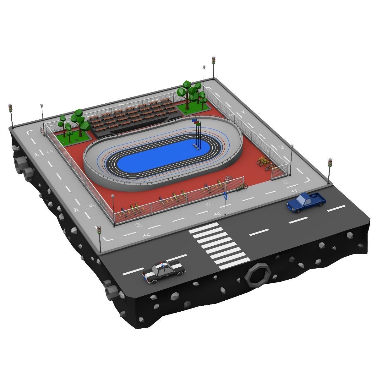 Velodrome Cycling Track Low Poly 3D Model Low-poly 3D model_2