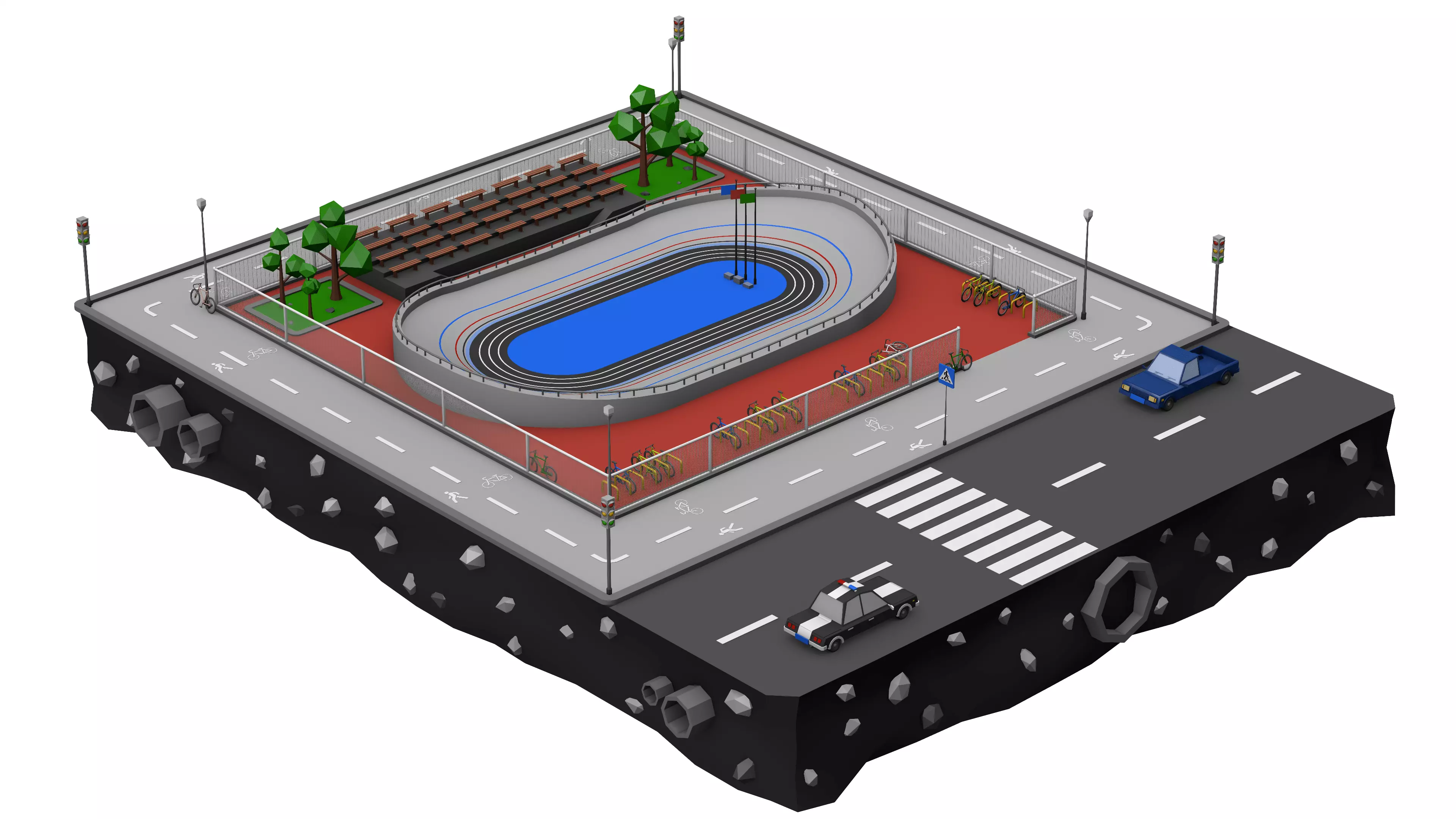 Velodrome Cycling Track Low Poly 3D Model Low-poly 3D model_0