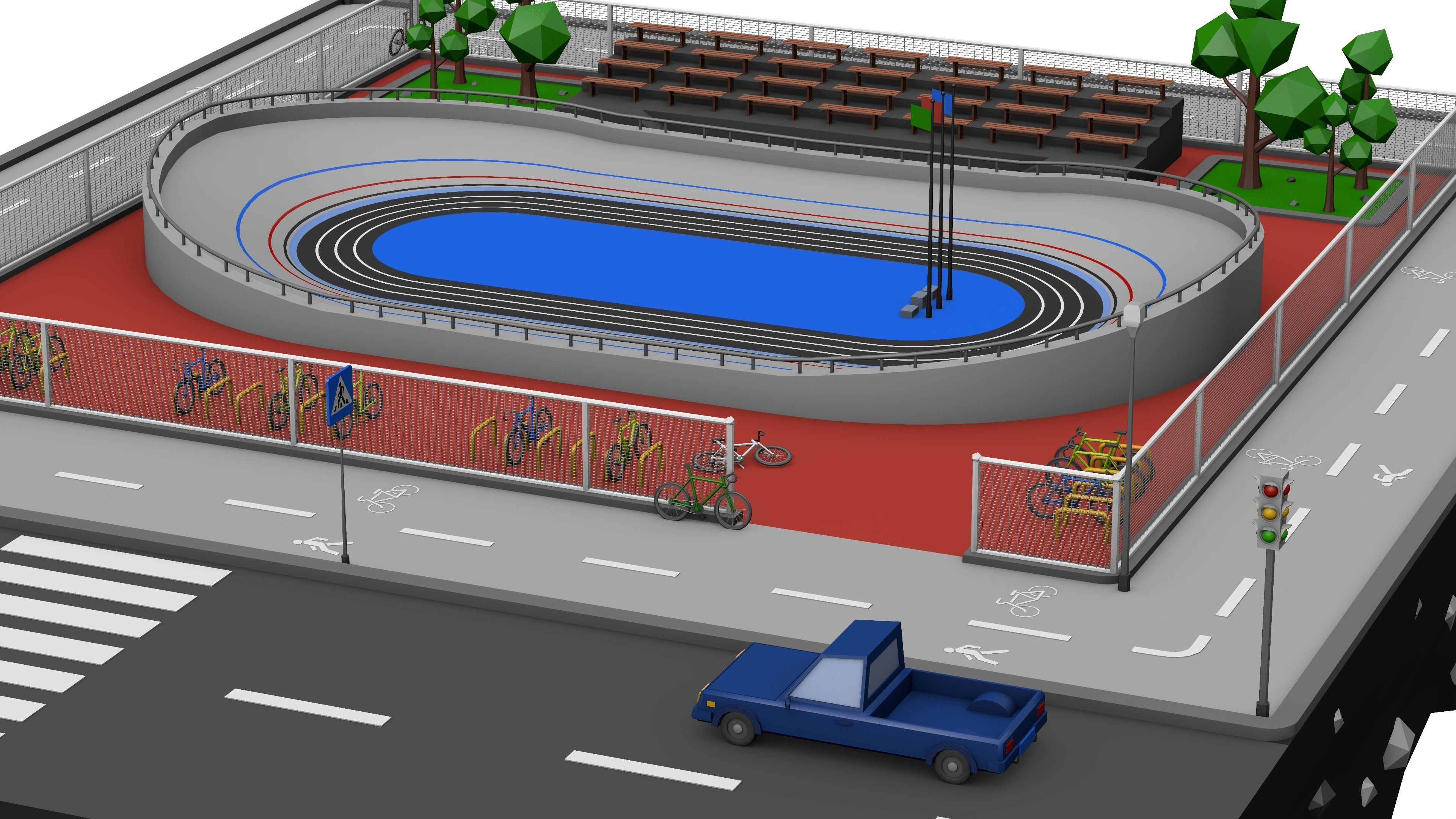 Velodrome Cycling Track Low Poly 3D Model Low-poly 3D model_6