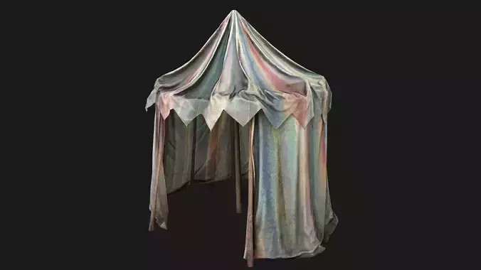 Medieval Circus Tent Market Stall  Low-poly 3D model