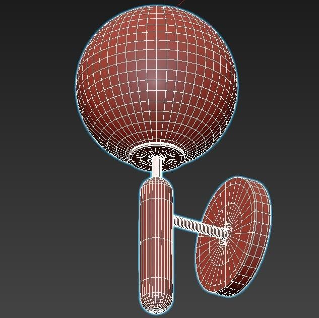 raffin wall light with ball 3D model_3