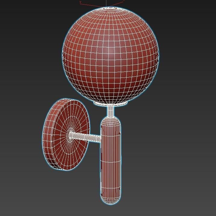 raffin wall light with ball 3D model_2