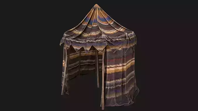 Cylindrical Nomad Tent Market Stall  Low-poly 3D model