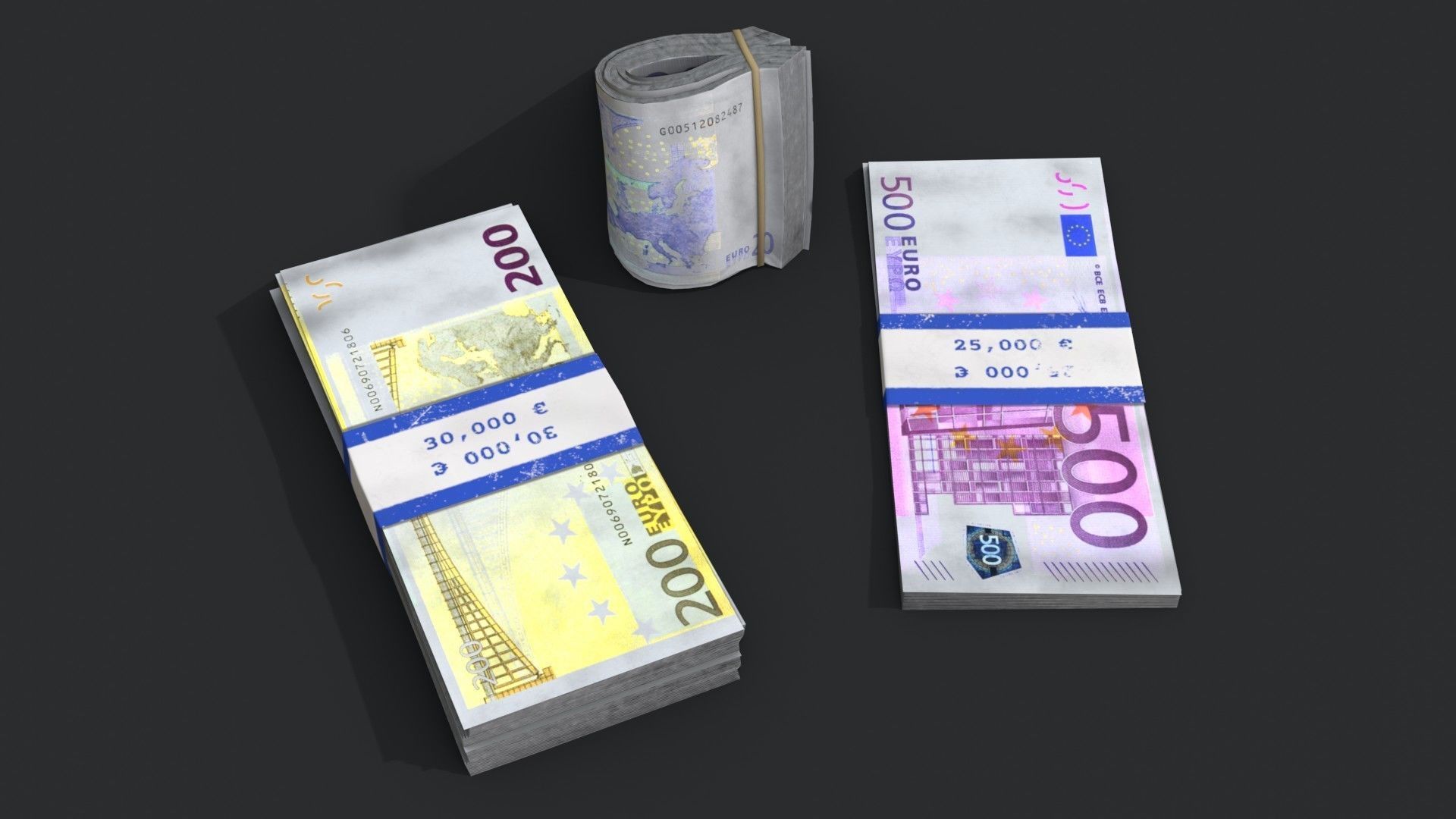 Money Loot - Euro Low-poly 3D model_8