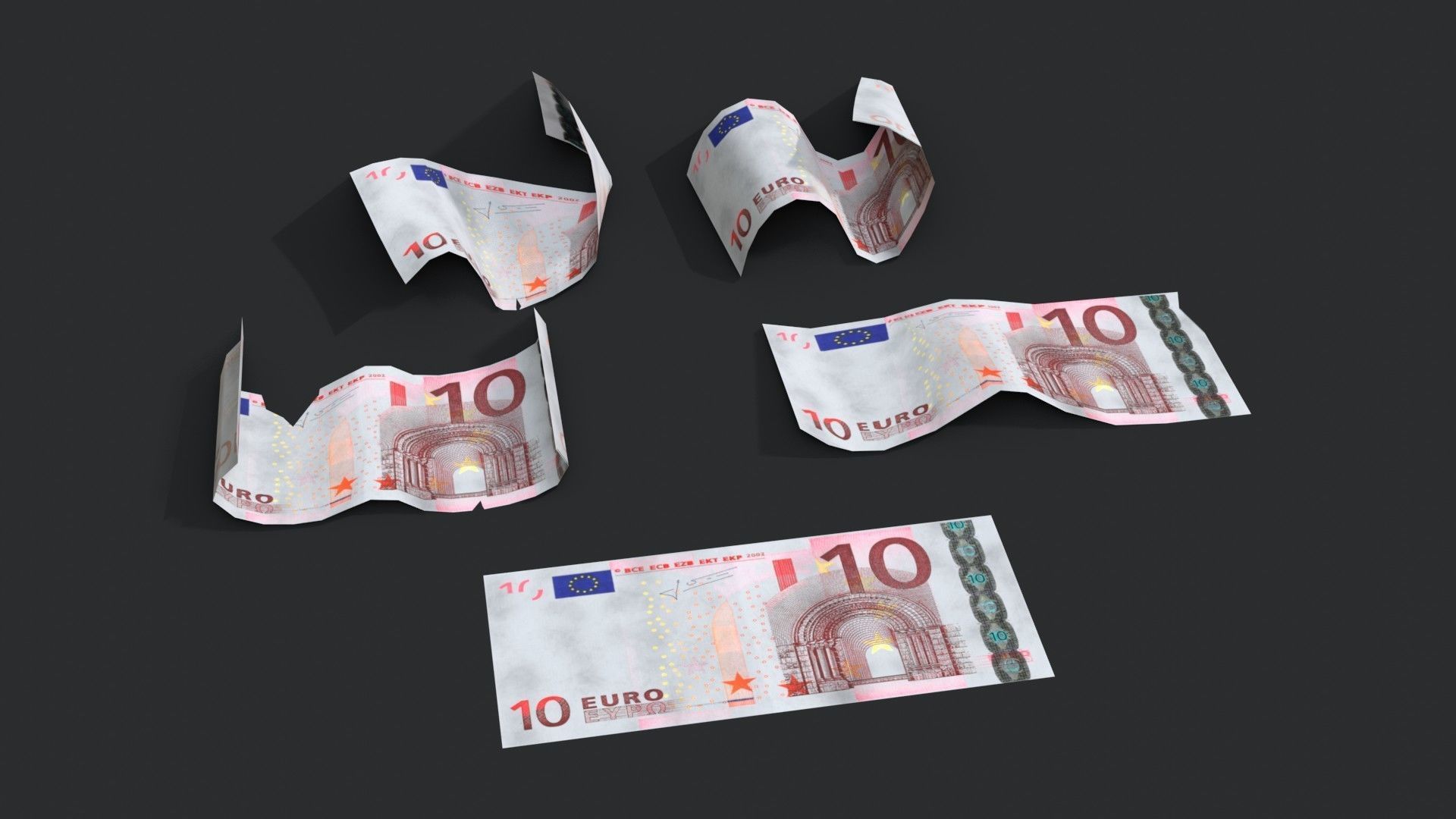 Money Loot - Euro Low-poly 3D model_6