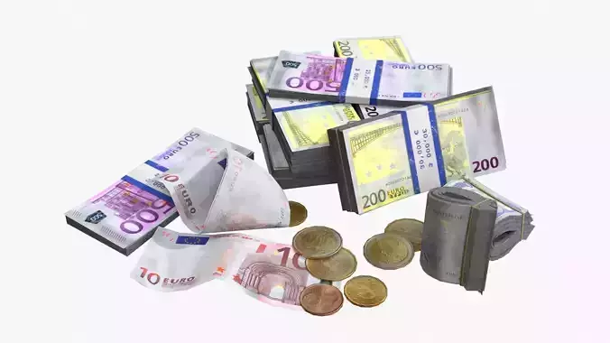 Money Loot - Euro Low-poly 3D model