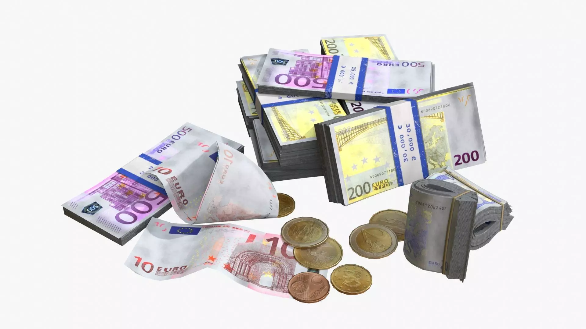 Money Loot - Euro Low-poly 3D model_0