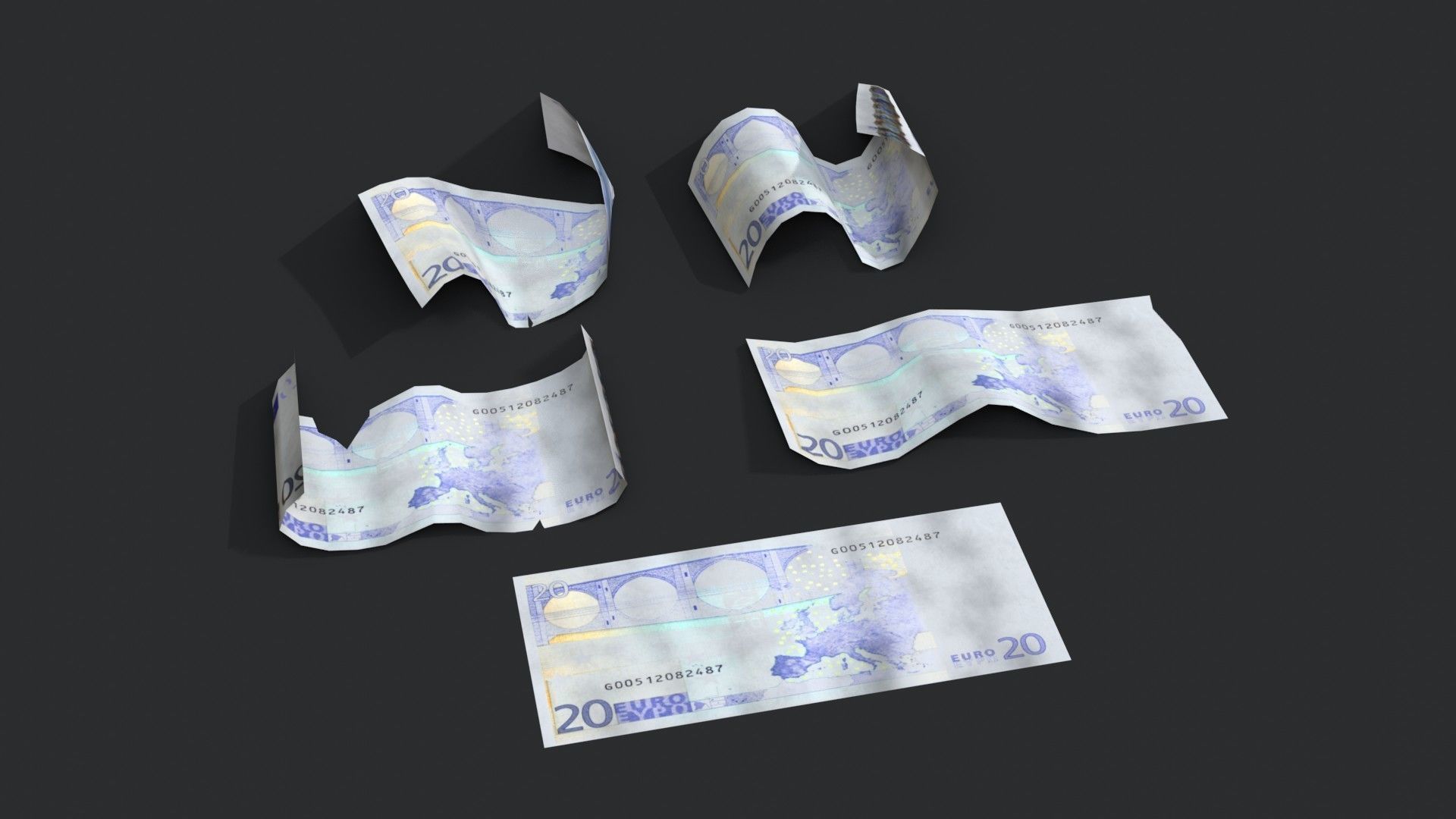 Money Loot - Euro Low-poly 3D model_7