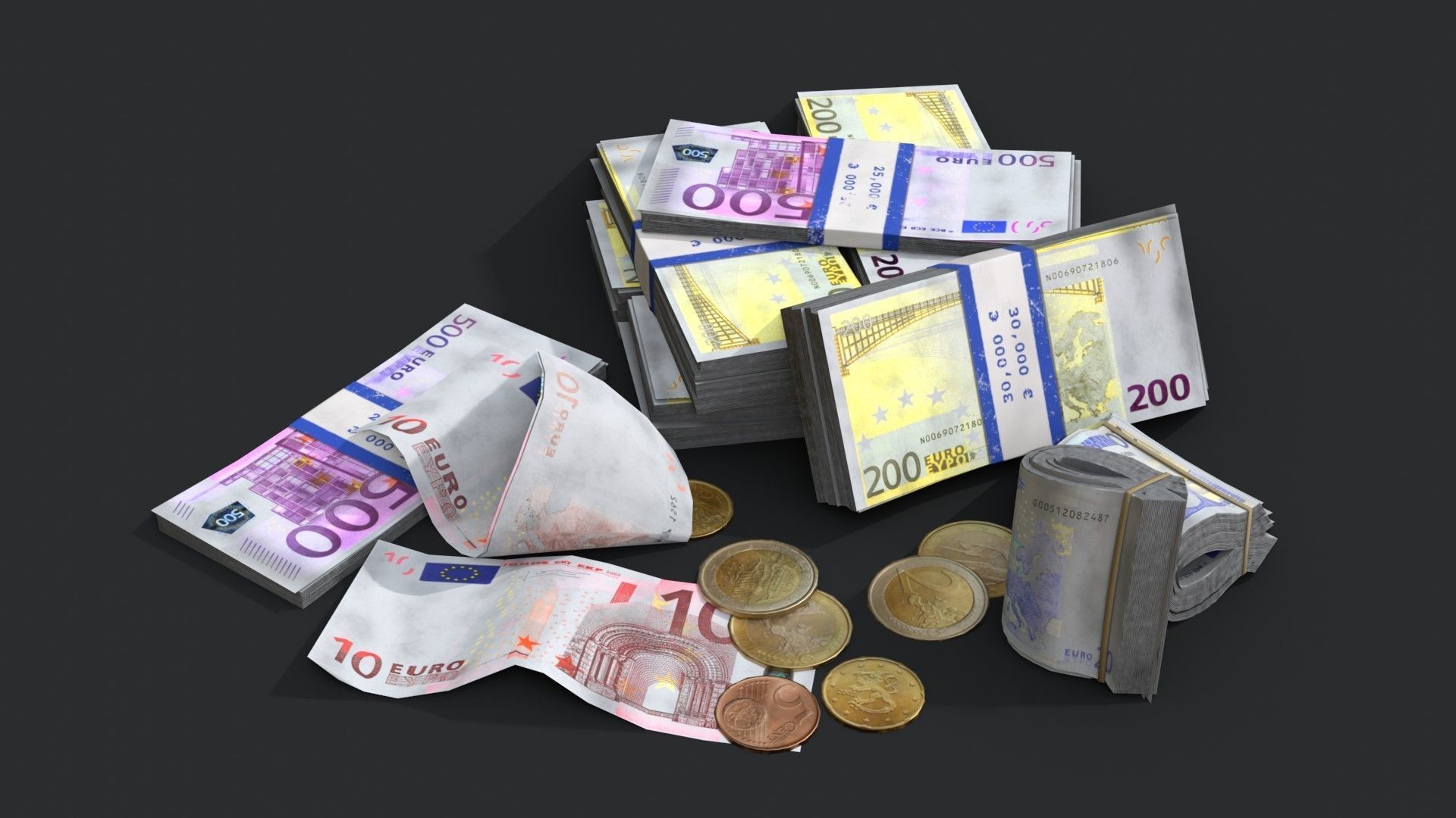 Money Loot - Euro Low-poly 3D model_1