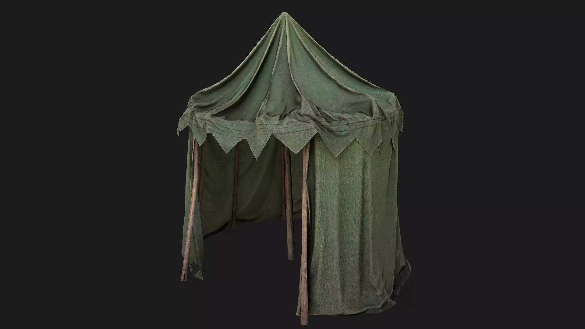 Green Army Military Green Tent Bazaar Shop Low-poly 3D model