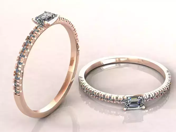 Etincelle C Ring Emerald Cut 25pt