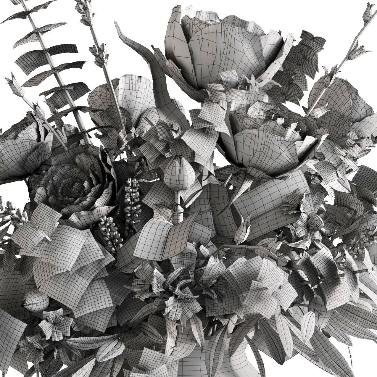 Photorealistic model of bouquets of flowers in vase 3D model_5