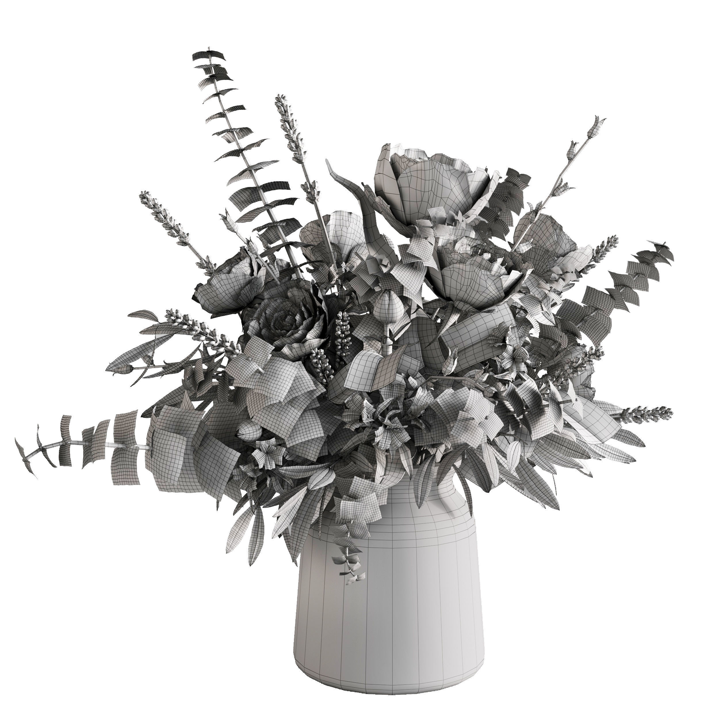 Photorealistic model of bouquets of flowers in vase 3D model_4