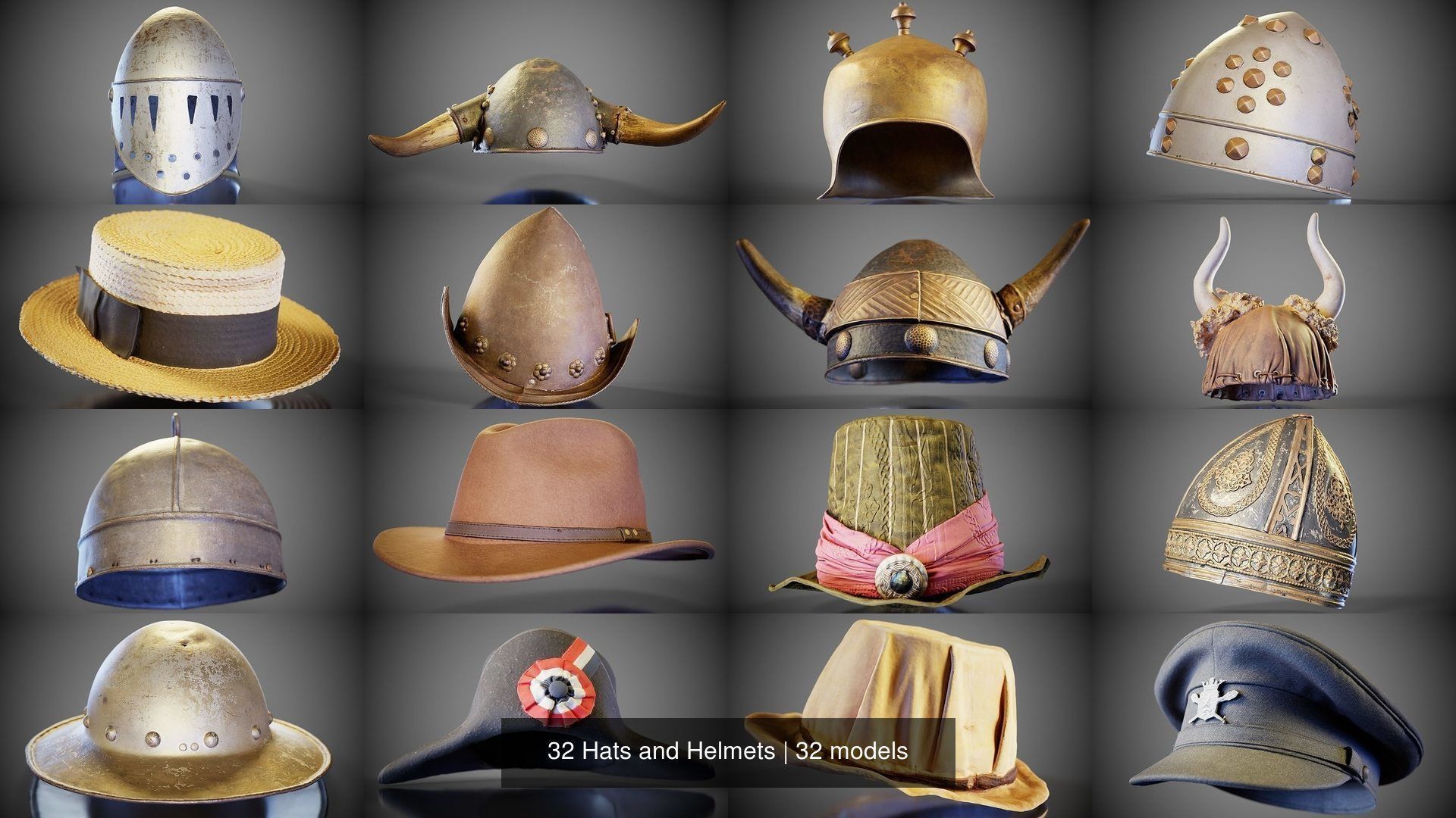 32 Hats and Helmets 3D Model Collection_33