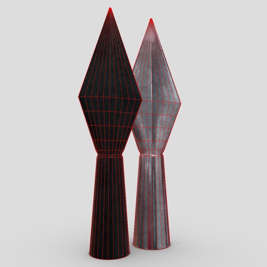 Arrowhead pair of metal sculptures Low-poly 3D model_4