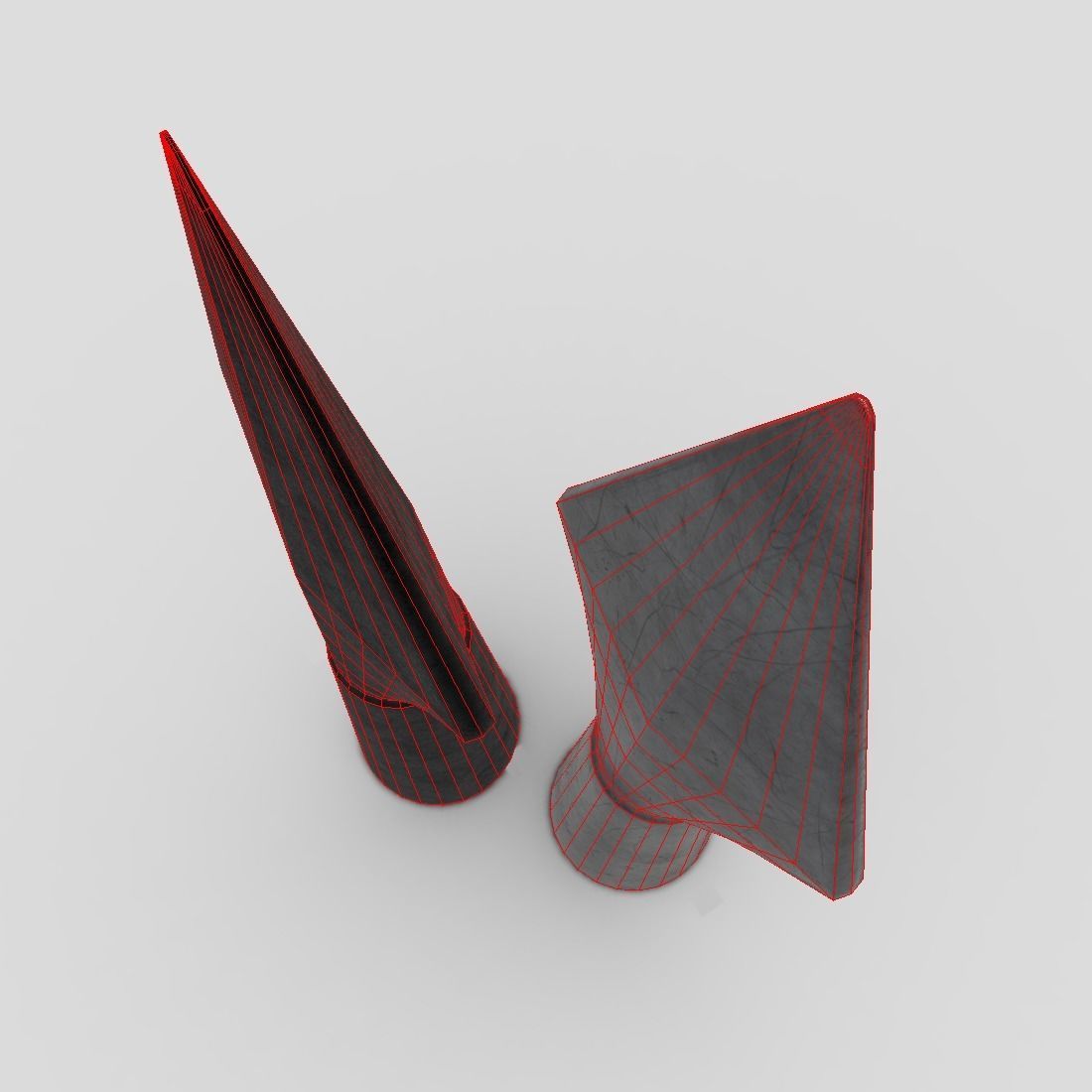 Arrowhead pair of metal sculptures Low-poly 3D model_8