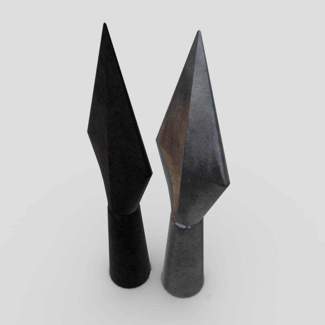 Arrowhead pair of metal sculptures Low-poly 3D model_5