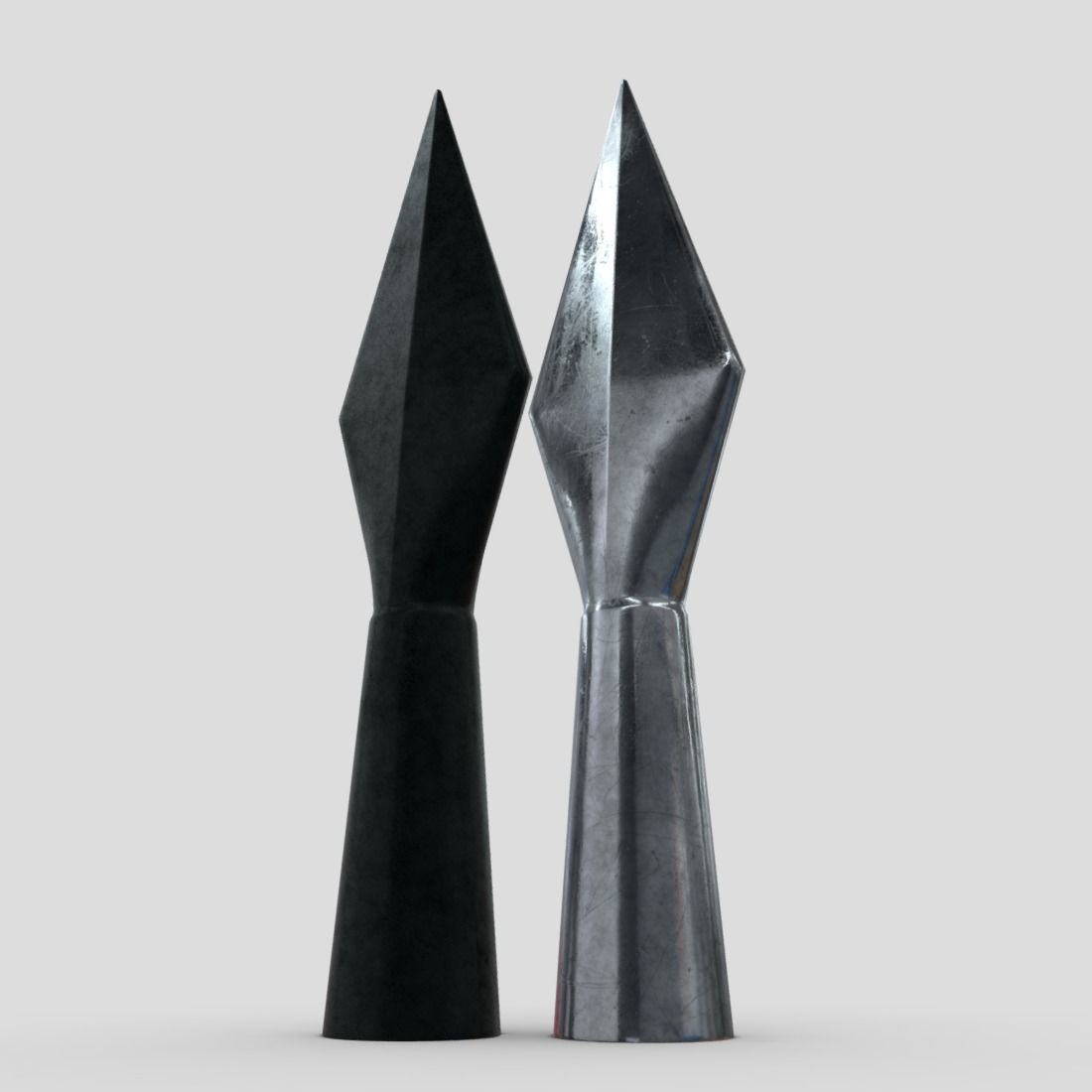 Arrowhead pair of metal sculptures Low-poly 3D model_11