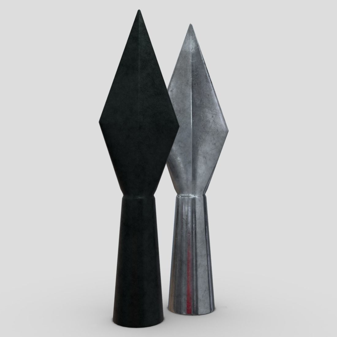 Arrowhead pair of metal sculptures Low-poly 3D model_3
