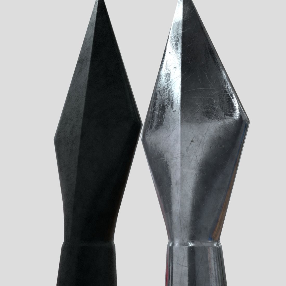 Arrowhead pair of metal sculptures Low-poly 3D model_13