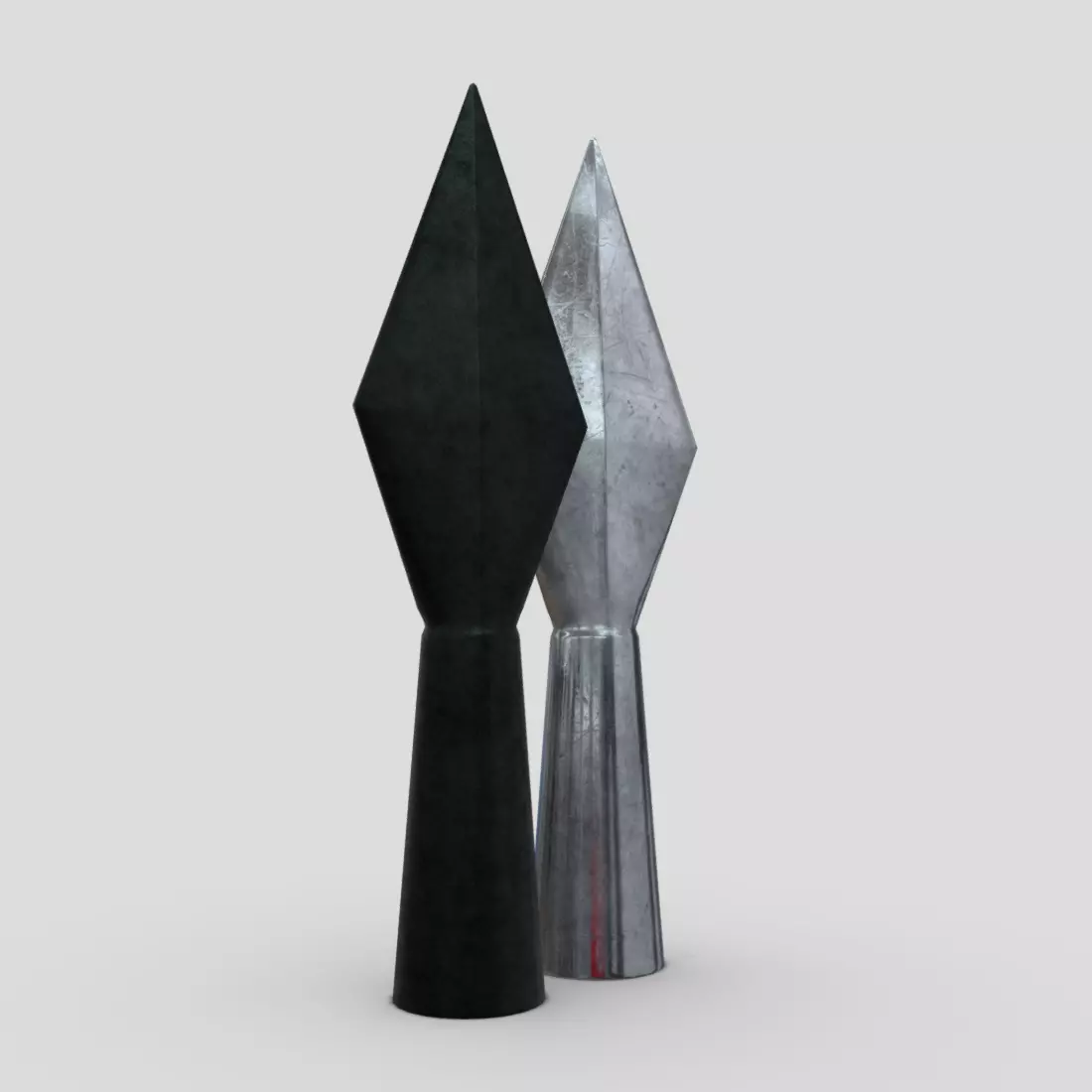 Arrowhead pair of metal sculptures Low-poly 3D model_0