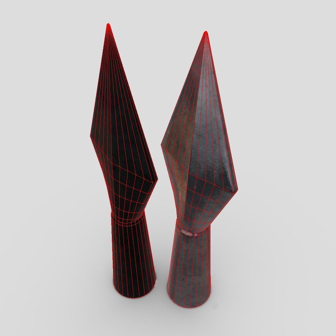 Arrowhead pair of metal sculptures Low-poly 3D model_6