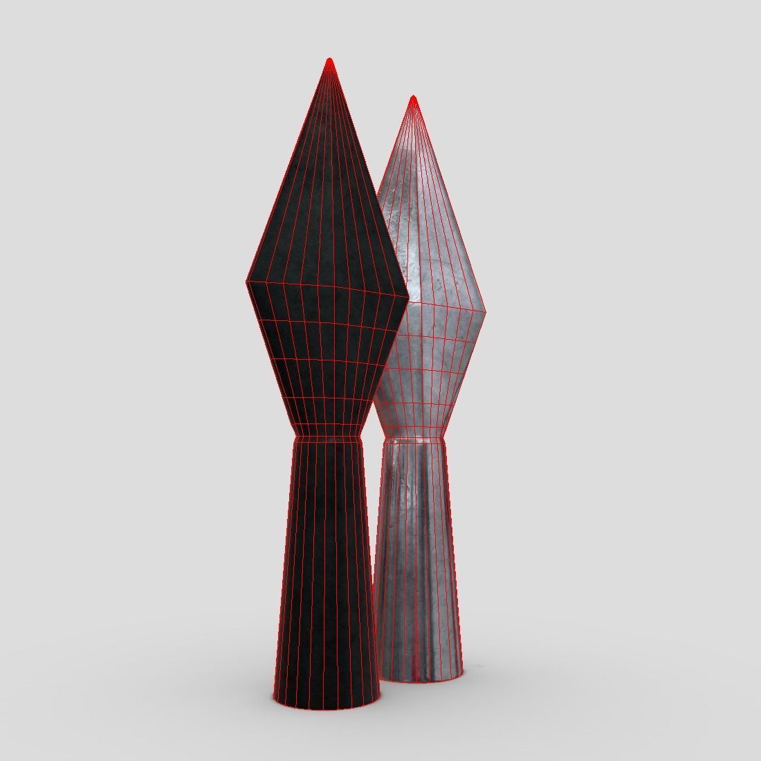Arrowhead pair of metal sculptures Low-poly 3D model_2