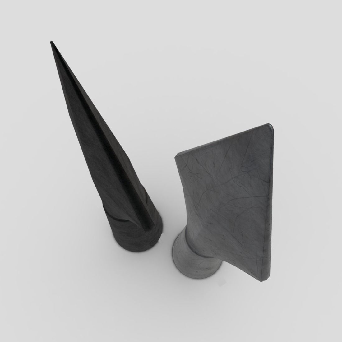 Arrowhead pair of metal sculptures Low-poly 3D model_7