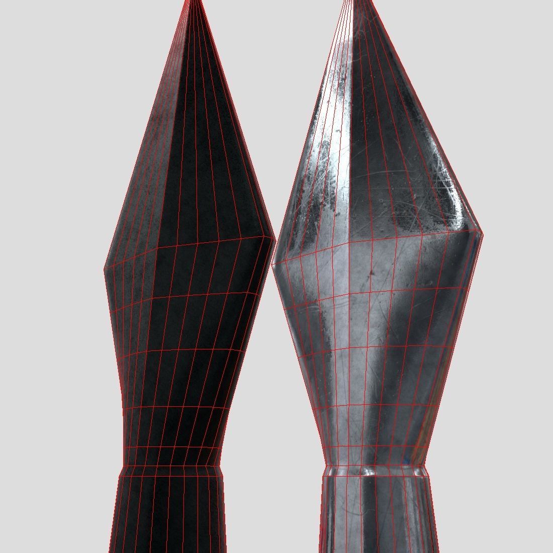 Arrowhead pair of metal sculptures Low-poly 3D model_14