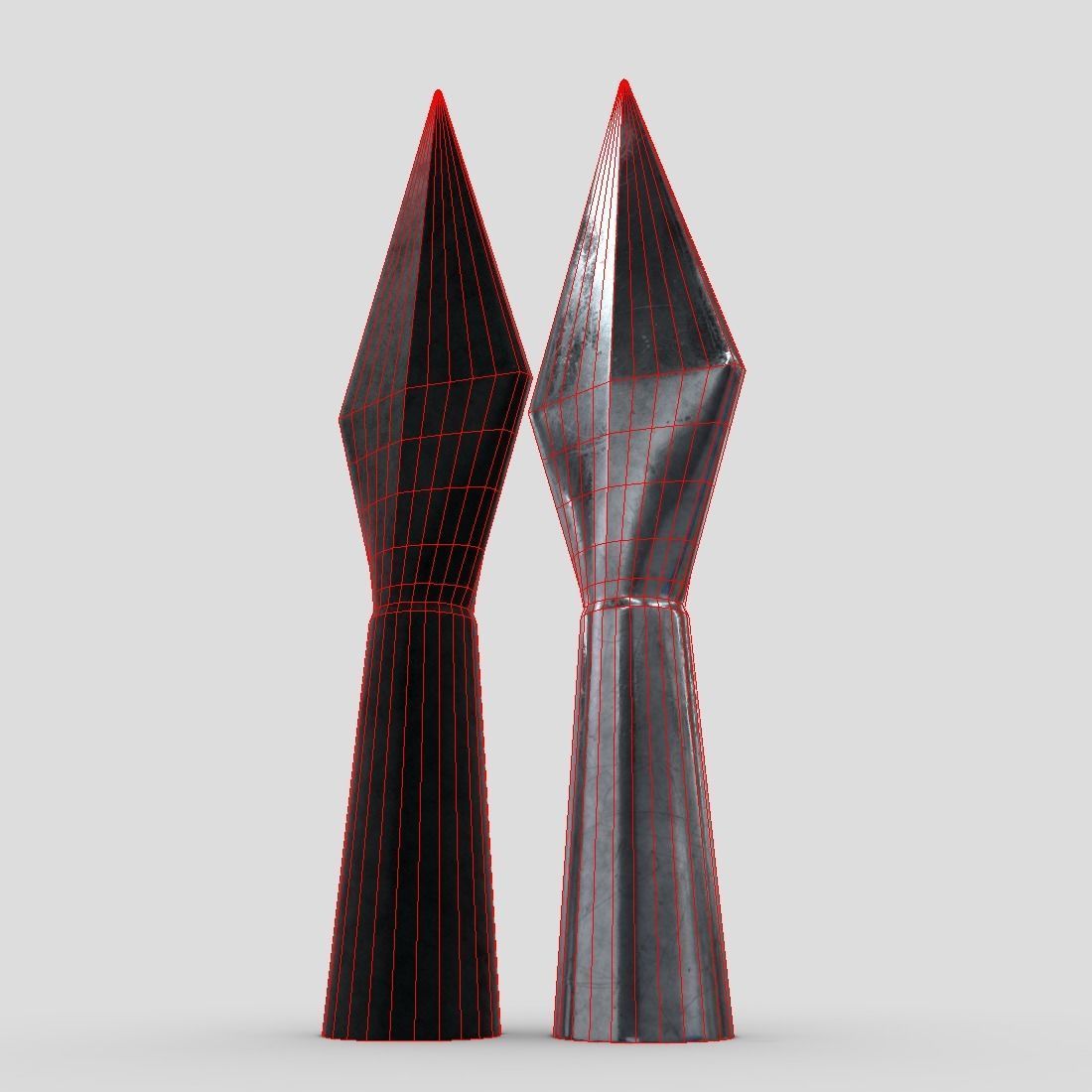 Arrowhead pair of metal sculptures Low-poly 3D model_12