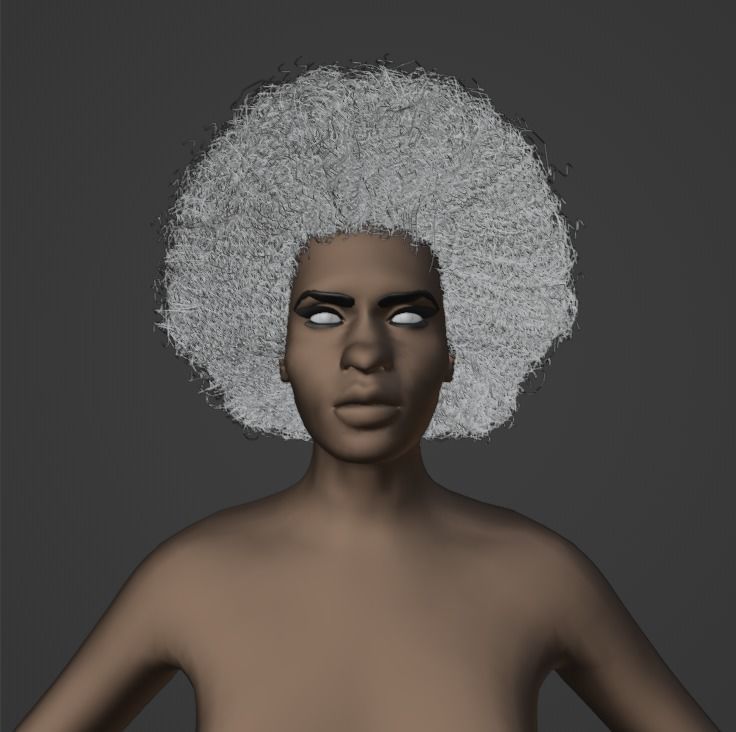 Brown Medium Afro 3D model_10