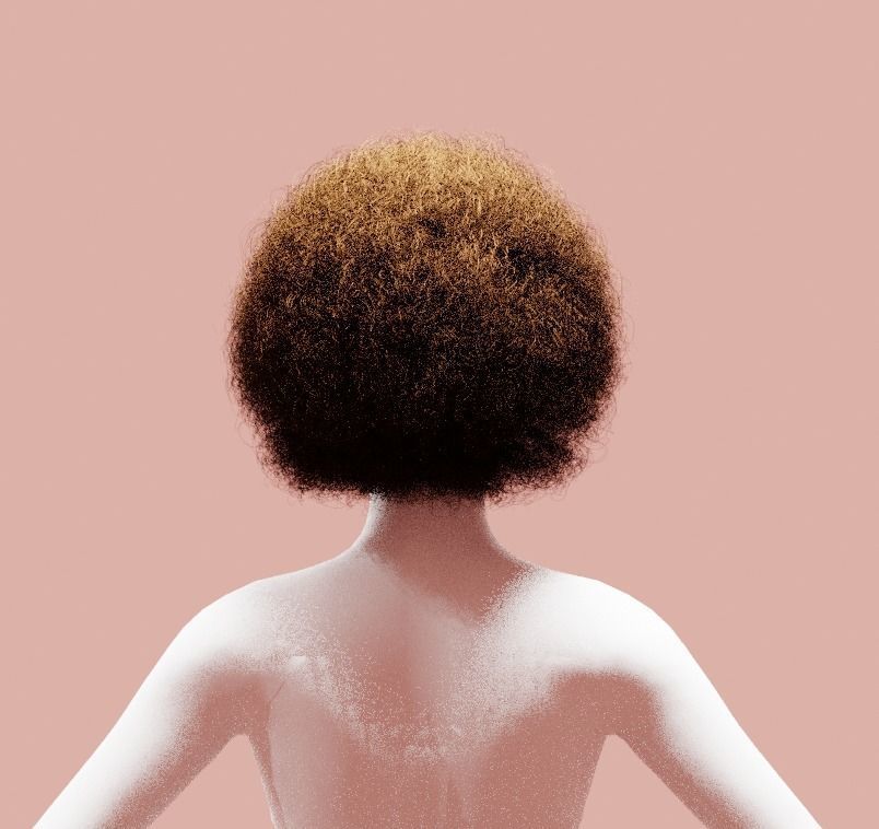 Brown Medium Afro 3D model_8