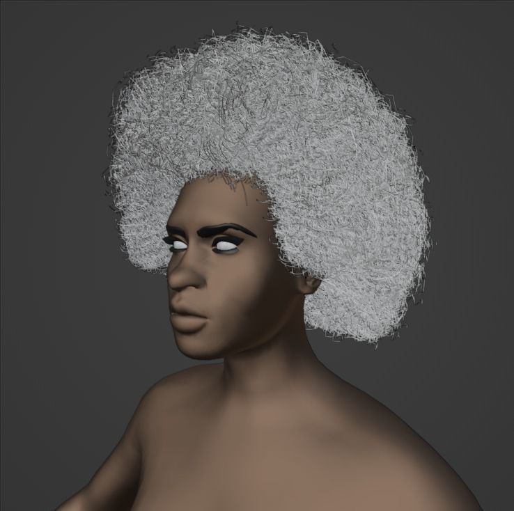 Brown Medium Afro 3D model_11